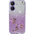 Case for Xiaomi Redmi 13C / Poco C65, Glitter Flower, purple