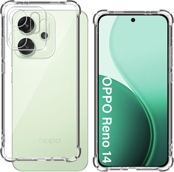 Case for Oppo Reno 14, reinforced, with camera protection, transparent