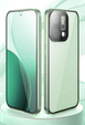 Case for Oppo Reno 14, Magnetic Dual Glass, transparent with green sides