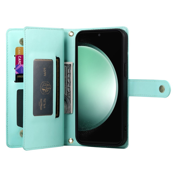 Flip case for Samsung Galaxy S25 Edge, Wallet Zipper Pocket, mint