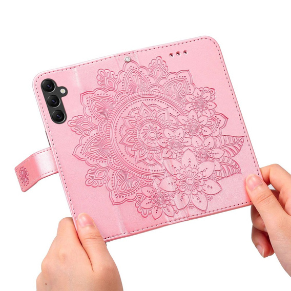Flip case for Samsung Galaxy A14 4G/5G, Mandala Flower, pink rose gold