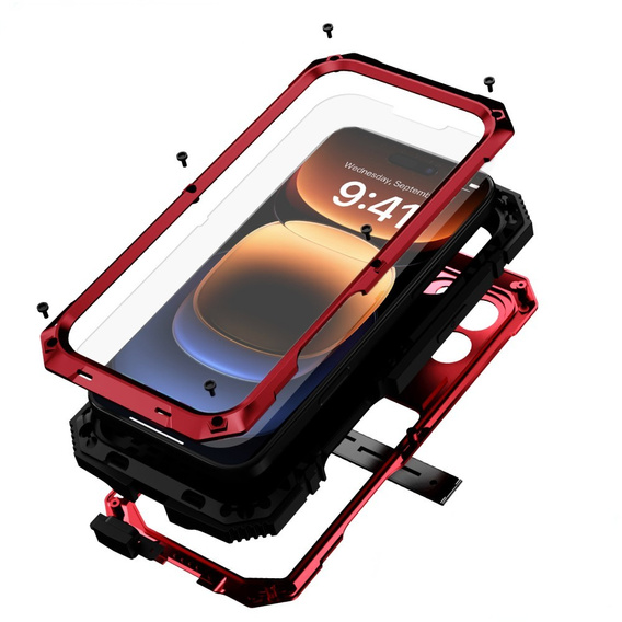 Armored case for iPhone 16 Pro, R-JUST, red