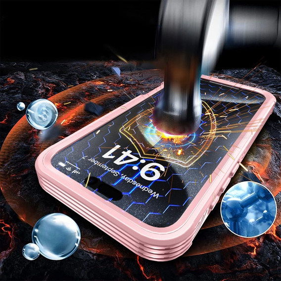 Case for iPhone 16 Plus, Shockproof, with glass, for MagSafe, pink