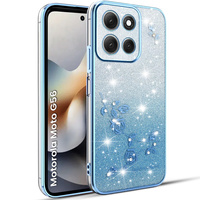 Case for Motorola Moto G56 5G, Glitter Flower, blue