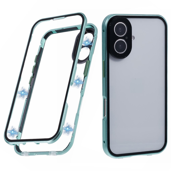 Case for iPhone 16, Magnetic Dual Glass, green