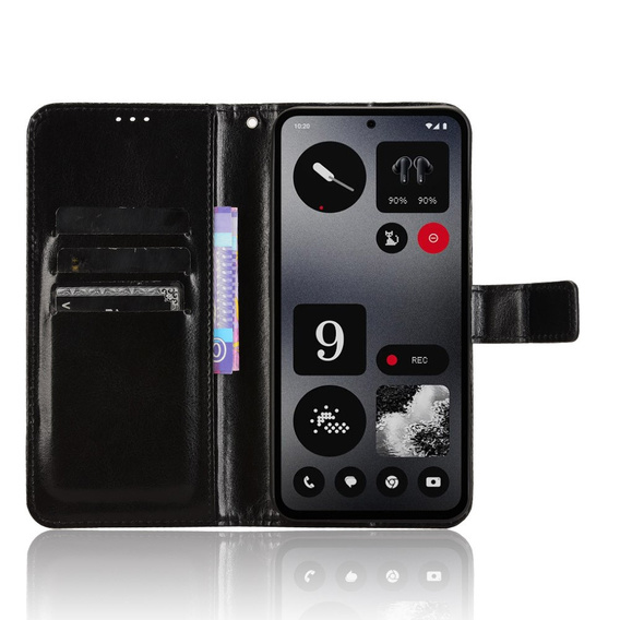 Flip case for Nothing CMF Phone 1, Crazy Horse Wallet, black