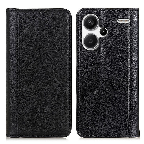 Case for Xiaomi Redmi Note 13 Pro+, Wallet Litchi Leather, black