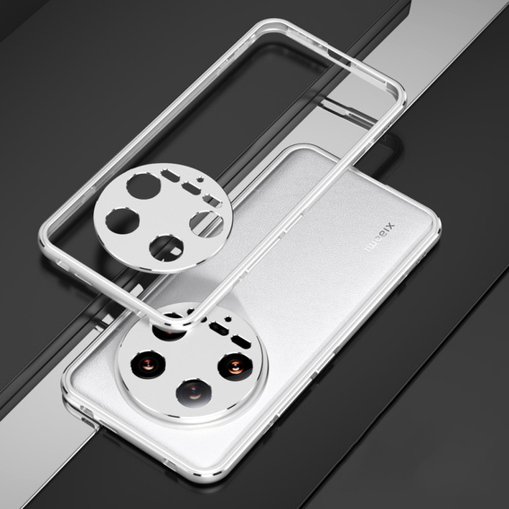 Case for Xiaomi 14 Ultra, Armor Bumper, with lens cover, silver