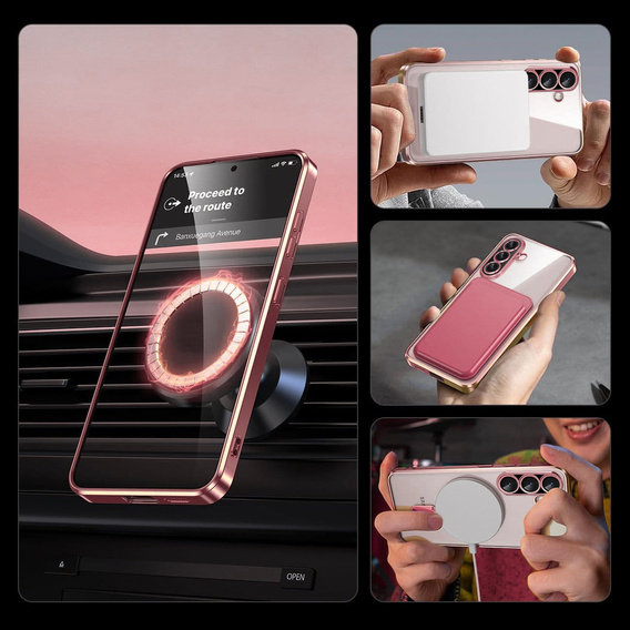 Case for Samsung Galaxy A17 5G, Electro MagSafe, transparent with pink sides
