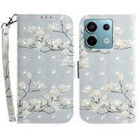 Flip case for Xiaomi Redmi Note 13 Pro 5G, Wallet, Magnolia Flowers grey