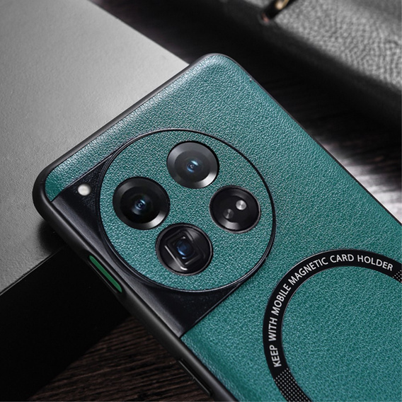 Case for OnePlus 12 5G, Leather Hybrid MagSafe, green