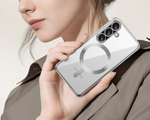 Case for Samsung Galaxy A56 5G, Electro MagSafe, silver + Screen Glass