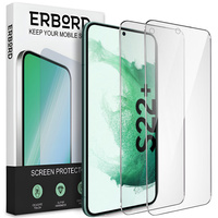 2x Tempered Glass for Samsung Galaxy S22+ Plus, ERBORD 9H Hard Glass for phone screen