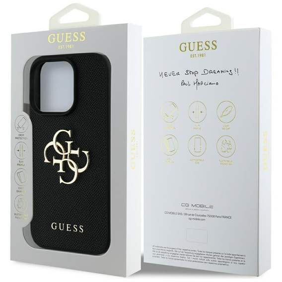 GUESS Grained Big 4G and Classic Logo case for iPhone 16 Pro