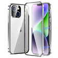 Case for iPhone 14, Magnetic Dual Glass, silver