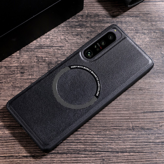 Case for Sony Xperia 1 V, Leather Hybrid MagSafe, black