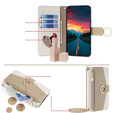 Flip case for Samsung Galaxy S24, Wallet Zipper Pocket, with mirror, white