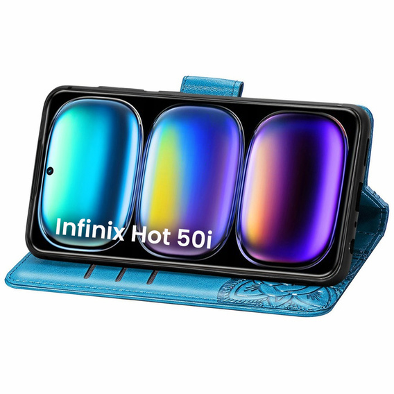 Flip case for Infinix Hot 50i 4G, Butterfly, blue
