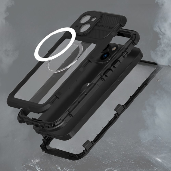 IP68 Waterproof Case for iPhone 14, SHELLBOX MagSafe, black