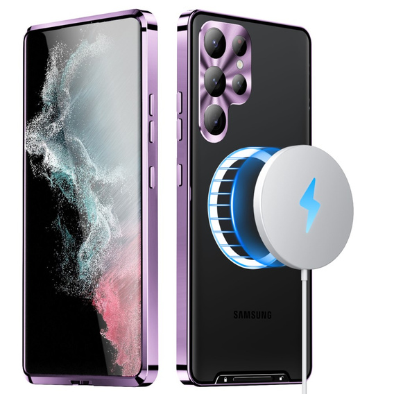 Camera Protection Case for Samsung Galaxy S23 Ultra, CamShield MagSafe, transparent / purple