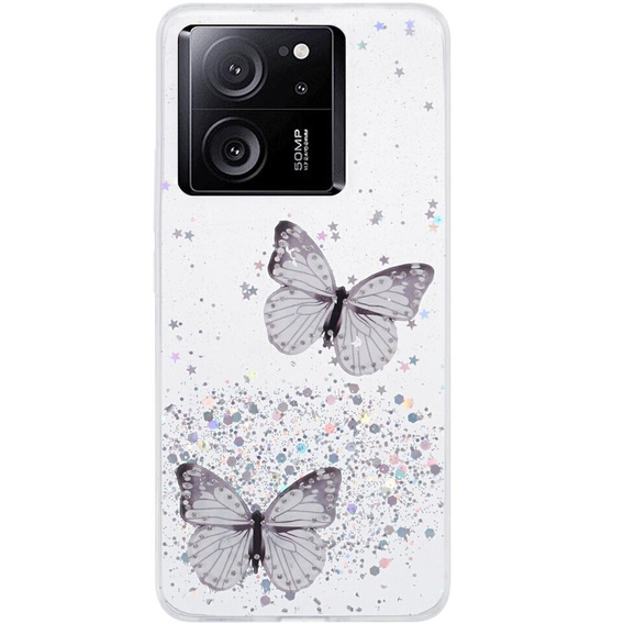 Case for Xiaomi 13T / 13T Pro / Redmi K60 Ultra, Glitter Butterfly, white