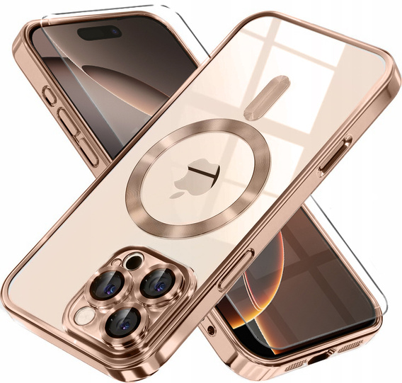 Case for iPhone 16 Pro, Electro MagSafe, desert titanium + Screen Glass