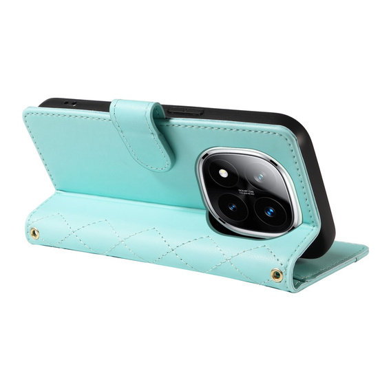 Flip case for Xiaomi Redmi Note 14 Pro 5G / Xiaomi Redmi Note 14 Pro+ 5G / Xiaomi Poco X7 5G, Rhombus Crossbody Leather, green