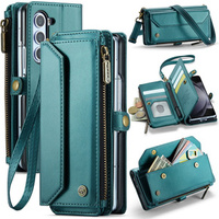 Case CASEME for Samsung Galaxy Z Fold6 5G, RFID Leather Wallet, with shoulder strap, green