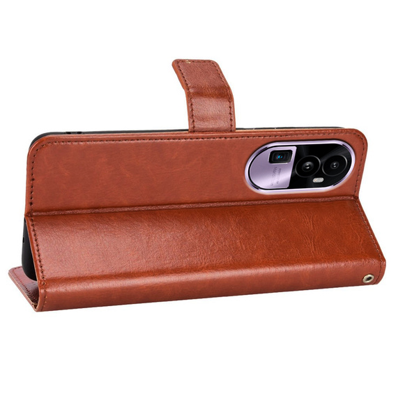 Flip case for Oppo Reno 10 / 10 Pro, Crazy Horse Wallet, brown