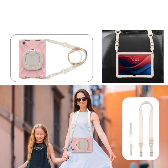 Children's case for Lenovo Tab M11, armored with strap, pink