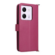 Crossbody Leather Wallet flip case for Xiaomi Poco M7 Pro 5G, maroon