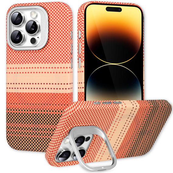 Case for iPhone 14 Pro, Frame Kickstand, for MagSafe, Sunset Orange