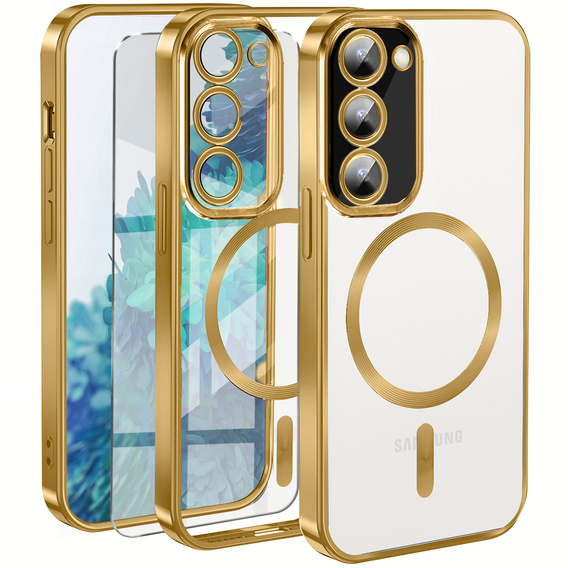 Case for Samsung Galaxy S20 FE, Electro MagSafe, gold + Screen Glass