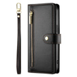 Flip case for iPhone 16, Wallet Zipper Pocket, black