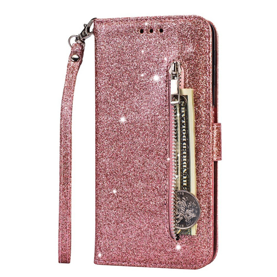 Flip case for Xiaomi Redmi Note 8 Pro, Wallet Zippered, pink rose gold