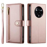 Flip case for Realme 14 Pro+ 5G, Wallet Zipper Pocket, pink