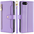 Flip case for iPhone 16E, Wallet Zipper Pocket, purple