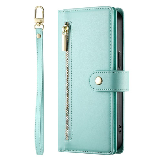 Flip case for Xiaomi Redmi Note 14 Pro 5G / Poco X7 5G, Wallet Zipper Pocket, green