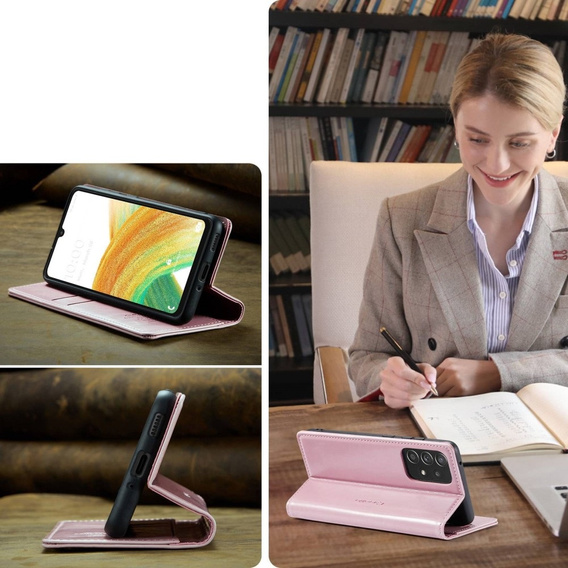 CASEME flip case for Samsung Galaxy A33 5G, Waxy Textupink, pink