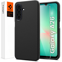 Spigen case for Samsung Galaxy A26 5G, Liquid Air, black + 9H Tempered Glass