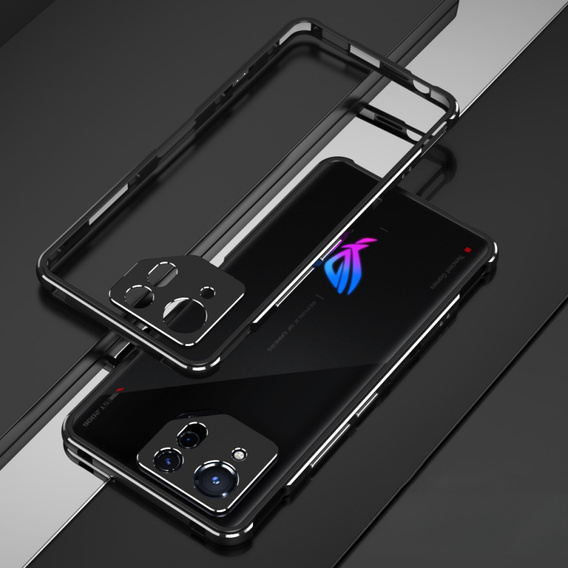 Case for ASUS ROG Phone 8 Pro, Armor Bumper, with lens cover, black / silver