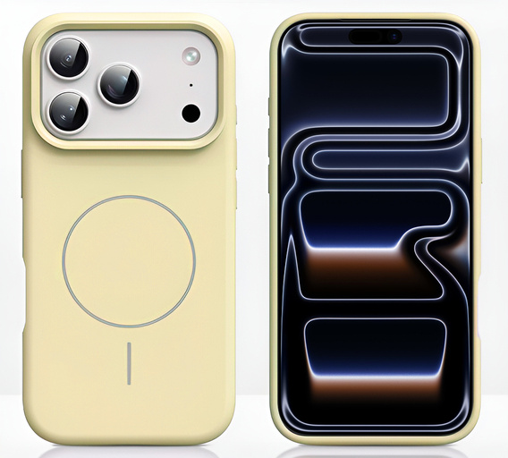 Silicone sleeve for iPhone 17 Pro Max, for MagSafe, anti-shock, yellow