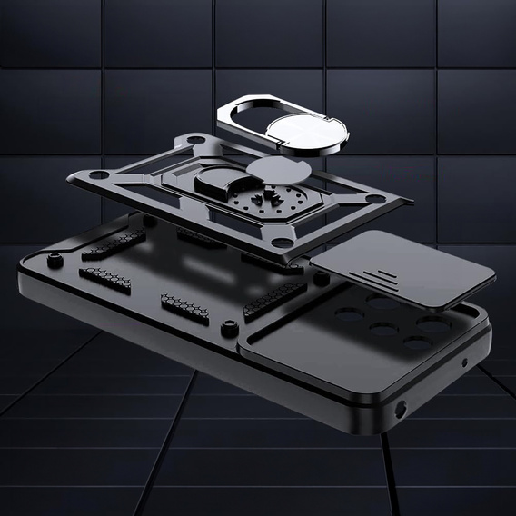 Armoured case for Oppo Reno 14, with camera protection, with stand, black
