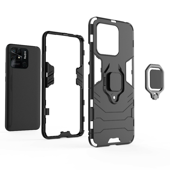 Case for Xiaomi Redmi 10C, Kickstand Ring, black