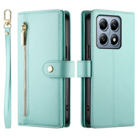 Flip case for Xiaomi 14T Pro, Wallet Zipper Pocket, green