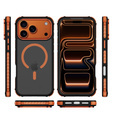 Matt Case for iPhone 17 Pro Max, armoured, for MagSafe, smoky with orange sides