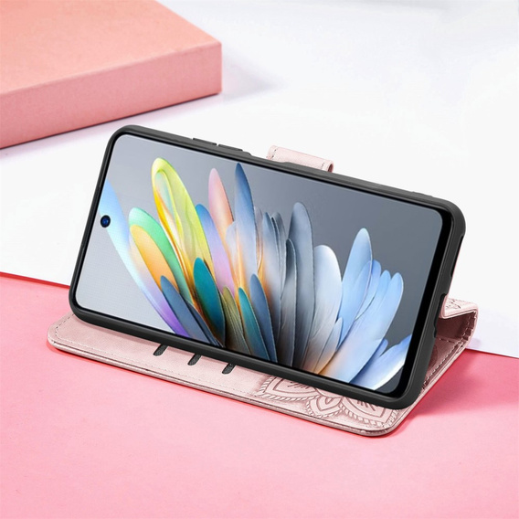 Flip case for Motorola Moto G15 / Motorola Moto G15 Power, Butterfly, pink rose gold
