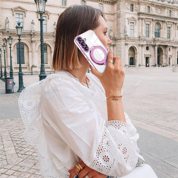 Magnetic Case for Samsung Galaxy A56, for MagSafe, pink + 9H Glass