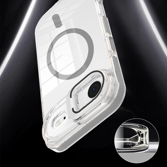 Case for iPhone Air, for MagSafe, with stand, transparent with grey inserts