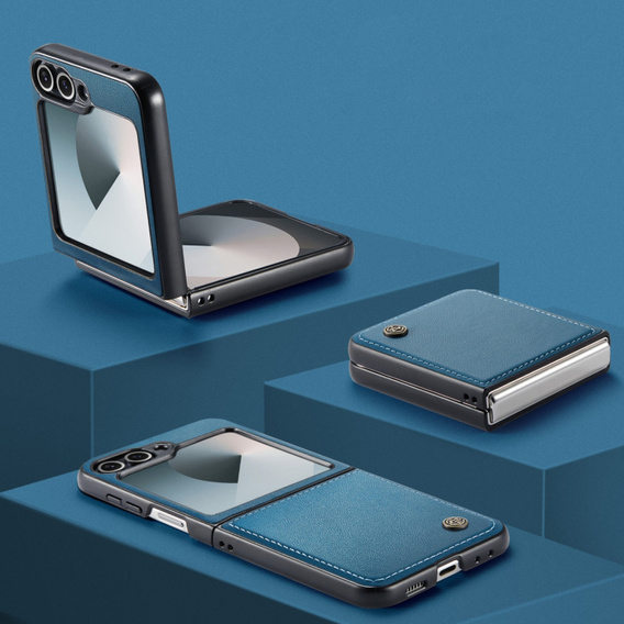 Case for Samsung Galaxy Z Flip7 FE / Z Flip6, CASEME Litchi Leather, blue
